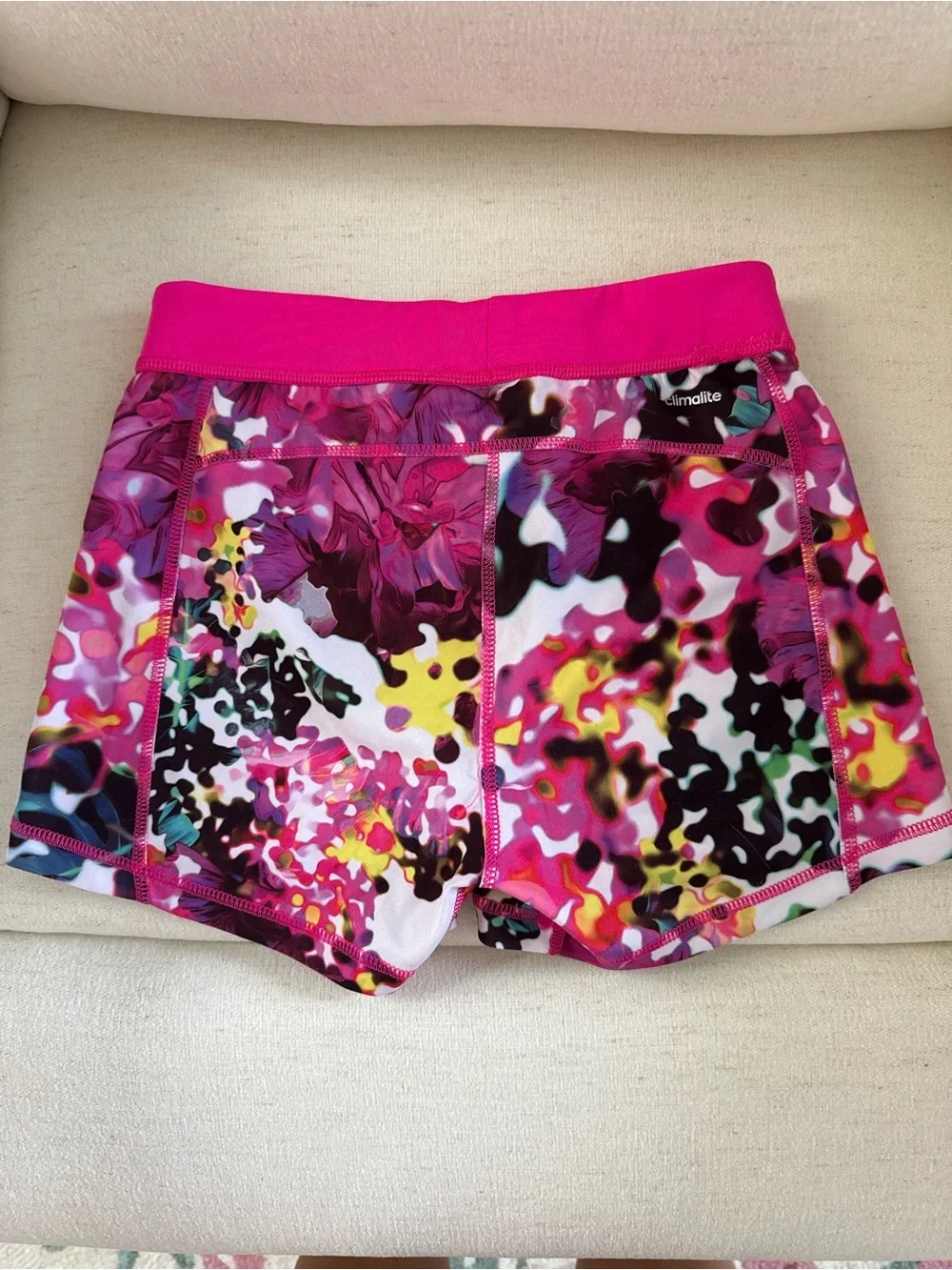 adidas Hot Pink Multicolor Abstract Print Bike Shorts